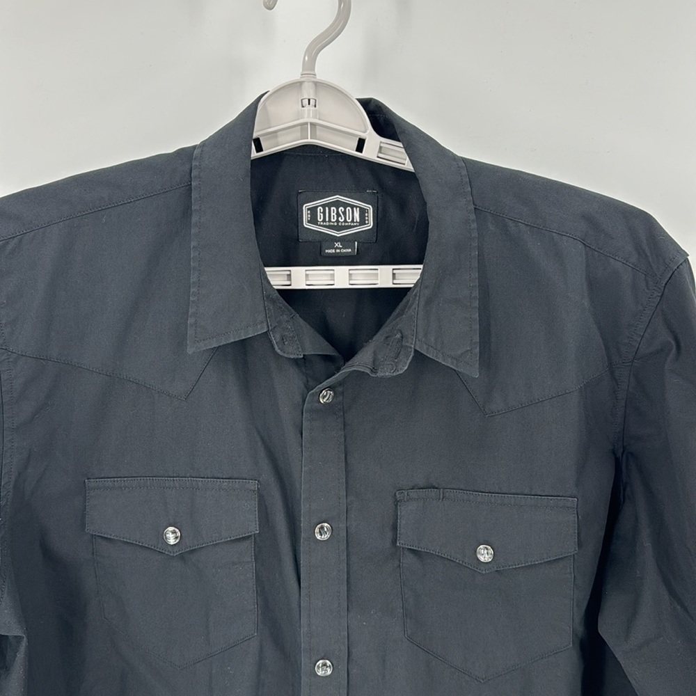 Gibson Basic Solid Long Sleeve Pearl Snap Western… - image 3